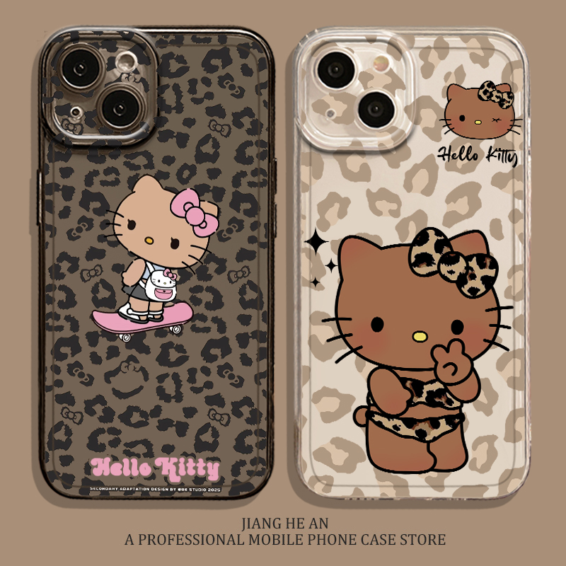 适用OPPO手机壳豹纹kt猫