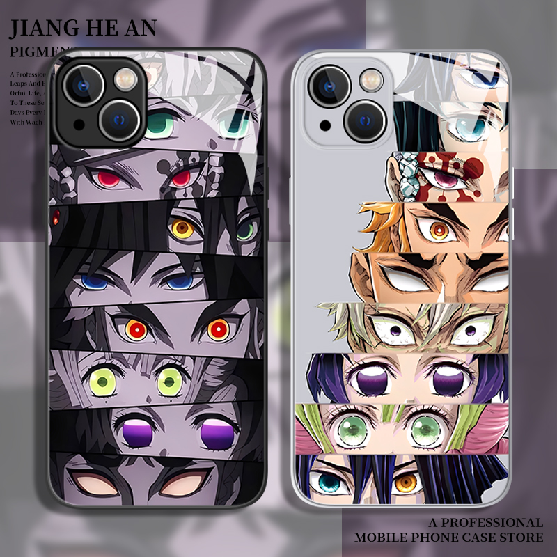 鬼灭之刃适用苹果15promax手机壳iPhone17眼神16玻璃14动漫13mini二次元12新款11周边xs漫画xr/x/8plus/7p/se