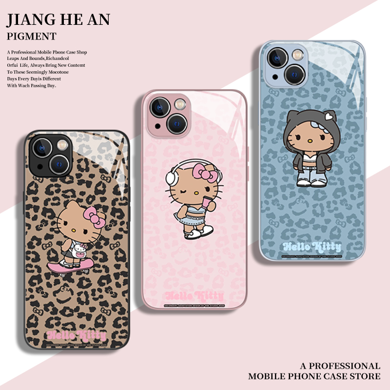 适用苹果手机壳豹纹kt猫