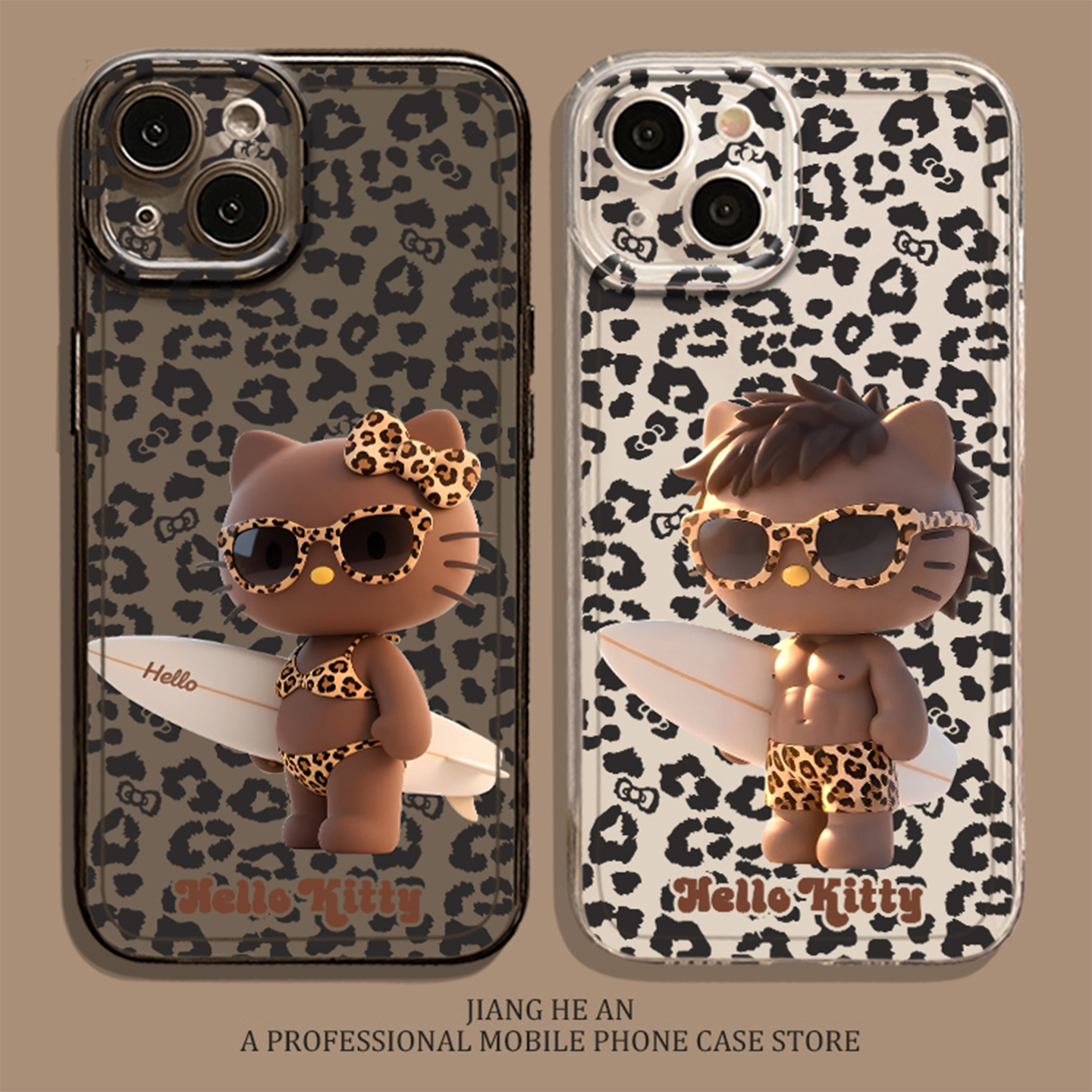 适用华为手机壳豹纹kt情侣