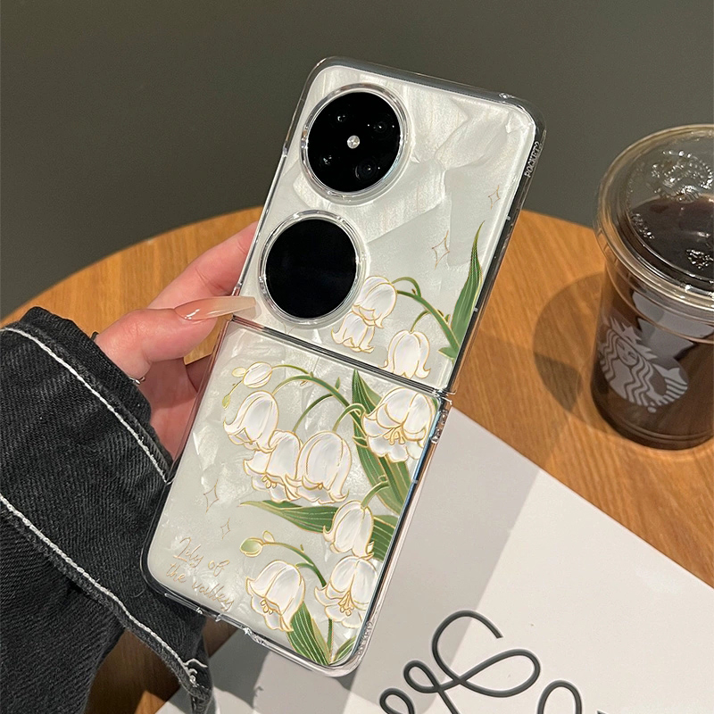 适用华为折叠手机壳铃兰花