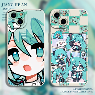 初音未来适用苹果17pro手机壳iPhone14动漫air二次元16日系15卡通13可爱mini男12/11/xsmax/xr/x/8plus/7p/se