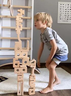 积木儿童数字玩具益智大教具颗粒早教数学sumblox叠木质榉木乐岁