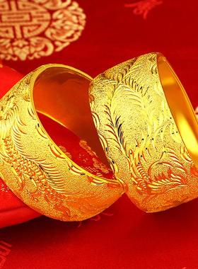 新娘结婚手镯龙凤仿真镯子镀金三金黄金金新款女饰品婚嫁仿首饰款