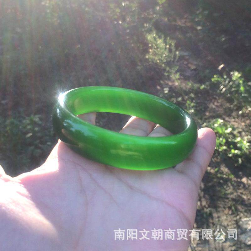 手镯玉绿菠菜女新疆款碧玉和田玉镯天然正品子镯子玉石妈妈加宽料