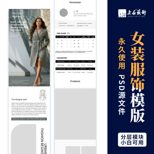 亚马逊服装高级A+模板跨境电商详情设计ps素材源文件服饰类目高级
