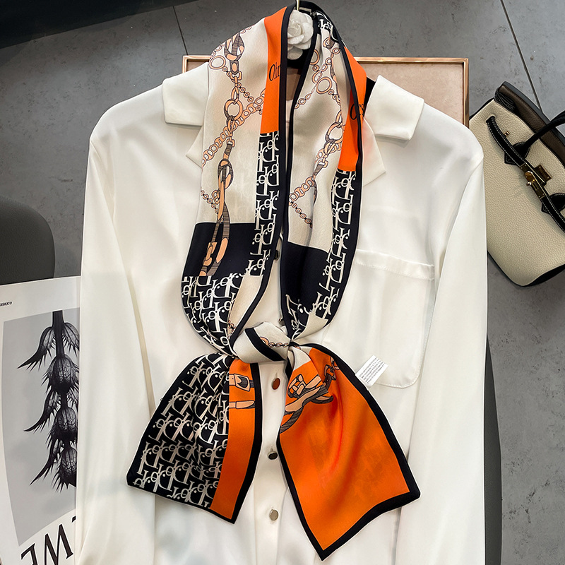 春秋韩版丝巾领巾女装饰百搭印花