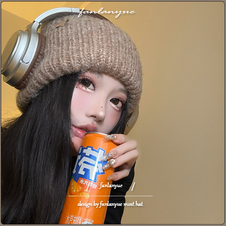 毛线帽女冬季慵懒风大头围保暖潮