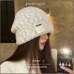 日系ins针织帽女秋冬保暖护耳帽宽松大头围堆堆帽百搭防寒毛线帽