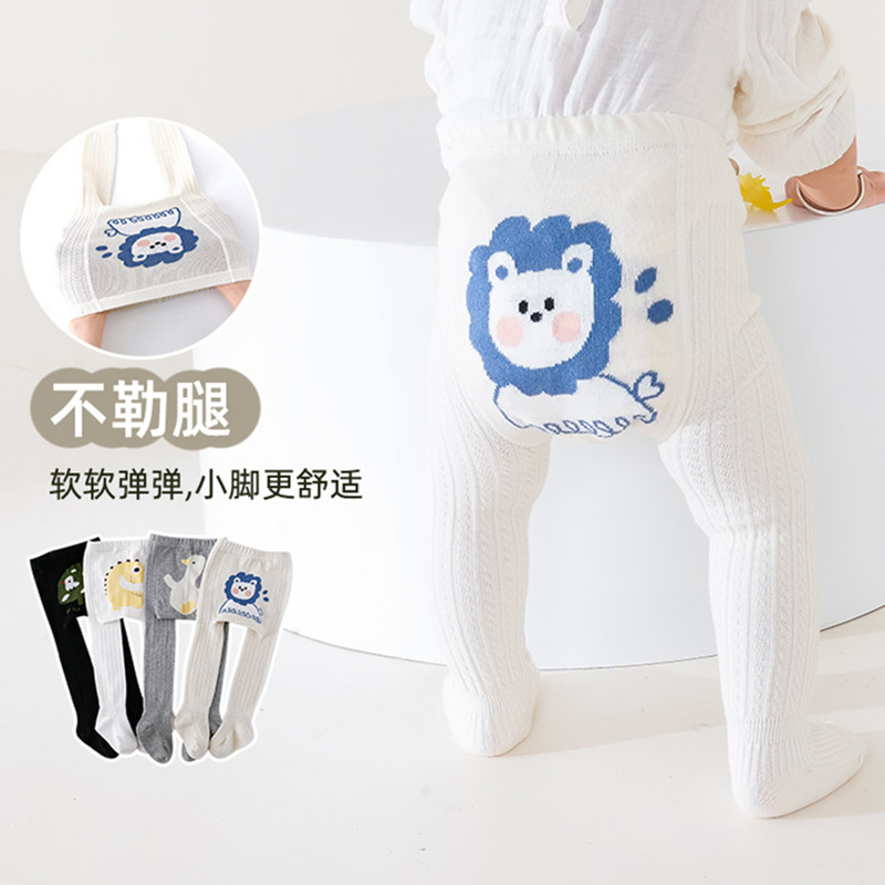 宝宝大PP连裤袜春秋夏季薄款男孩女孩连脚袜子儿童卡通纯棉打底裤