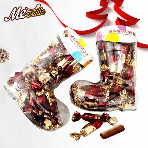 【圣诞节】金帝美滋滋榛仁脆心巧克力靴子礼盒节日礼物纯可可脂