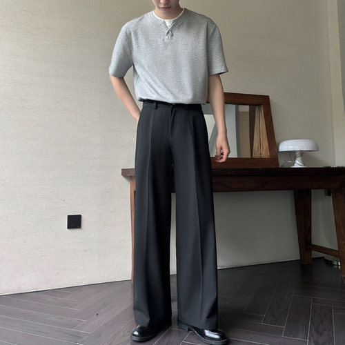 夏季高品质A字直筒宽松阔腿西裤