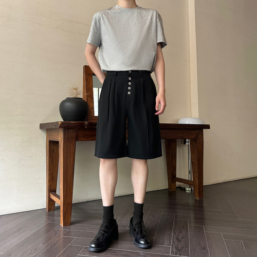 夏季五分短裤A字宽松TR色纺西裤