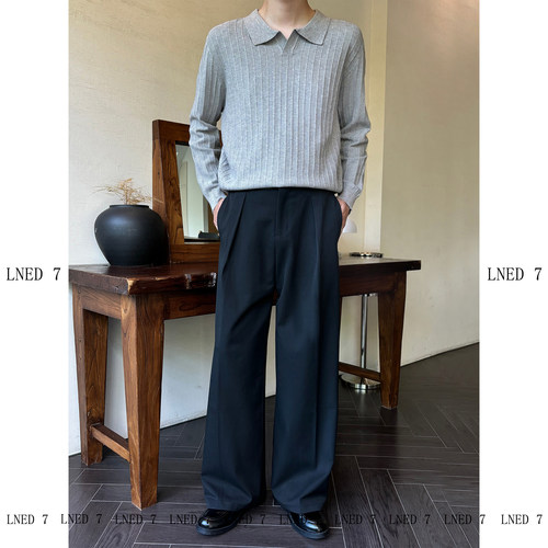 夏季高品质TR色纺A字阔腿西裤