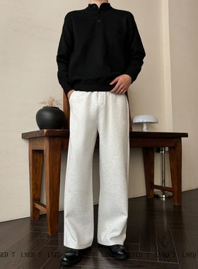 LNED7【A字阔腿加绒卫裤】冬季高品质650g宽松直筒阔腿休闲卫裤男