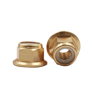 六角带垫法兰尼龙防松螺母防滑锁紧螺帽黄铜法兰螺母M2M3M4M5M6M8