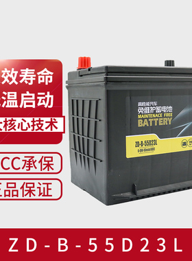 质顶 免维护MF蓄电池60安上门安装以旧换新ZD-B-55D23L电池（R）