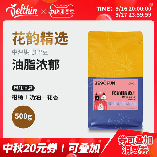 Delthin德馨花韵咖啡豆500g袋装