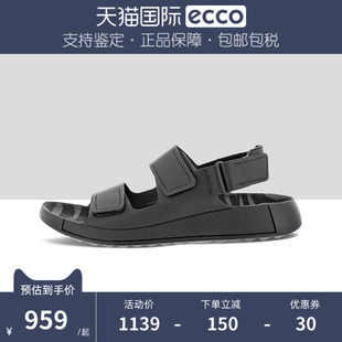 ECCO愛步2025新款 舒適涼鞋 男鞋 500944 魔術貼真皮沙灘鞋