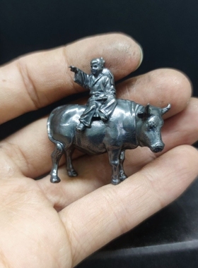 黄铜做旧牧童骑牛 牧童遥指杏花村 艺术摆件工艺品中式摆设车摆件