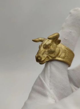 黄铜个性霸气牛头戒指