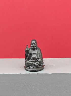黄铜《友好弥勒佛》竖中指车载潮玩青铜手办公仔搞笑模型摆件国潮