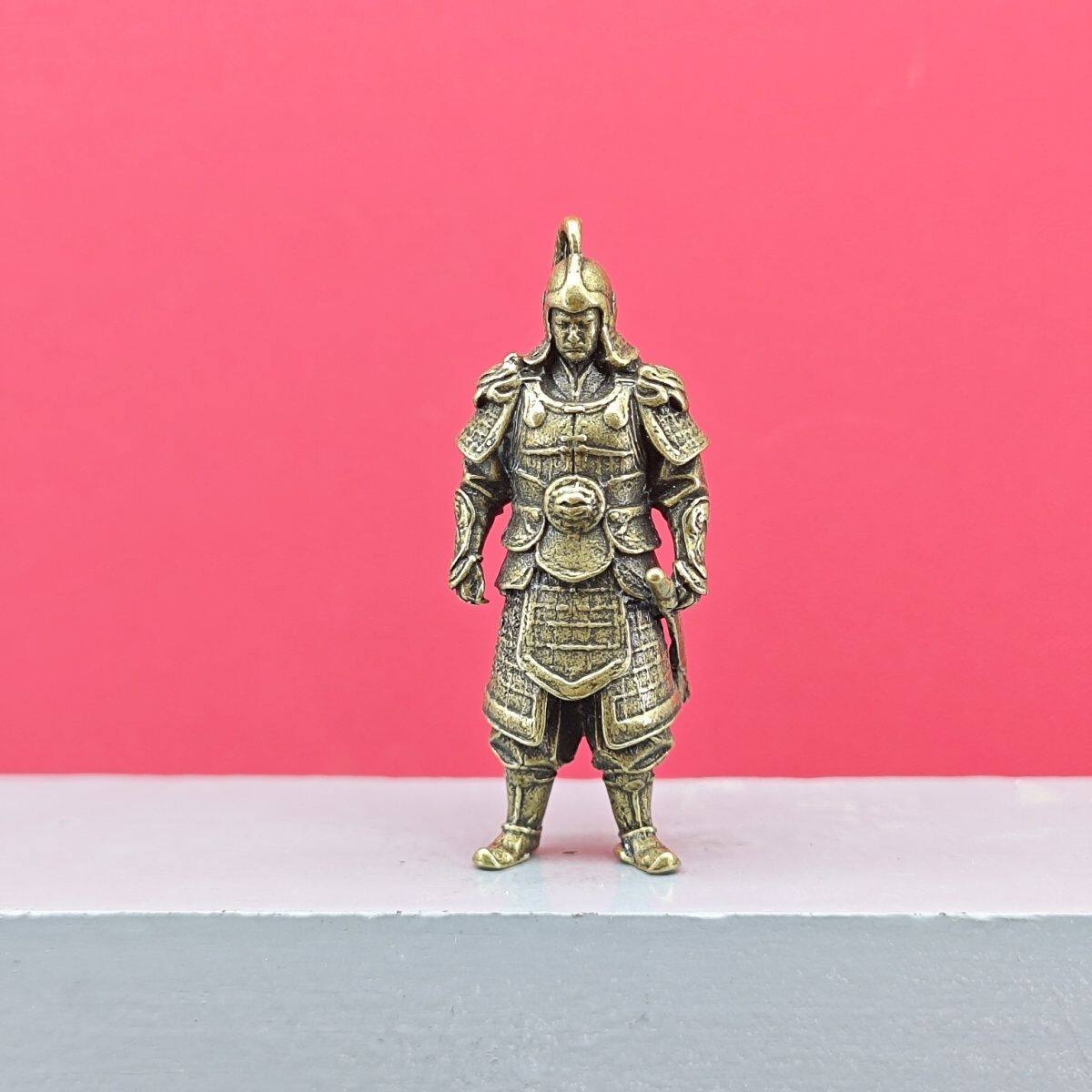 黄铜古代兵人唐朝薛仁贵将领霍去病盔甲铠甲唐朝将军兵人模型摆件
