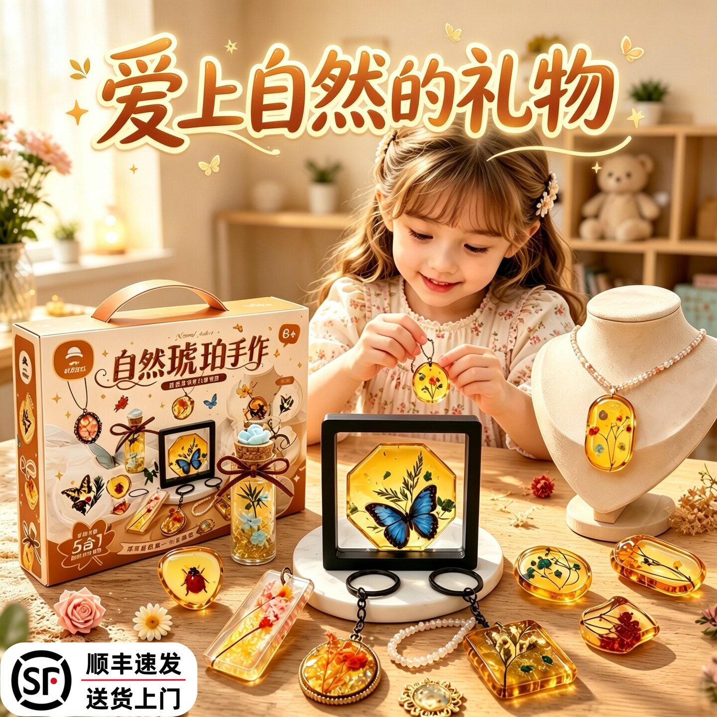 儿童琥珀手作DIY创意套装材料包图片
