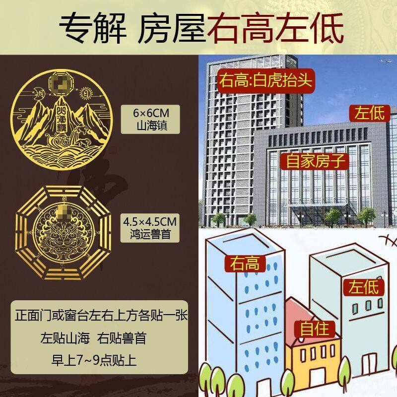 解入户大门窗户白虎抬头招手煞影响对门横梁压顶挂摆件山海镇贴纸