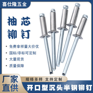 喜仕隆不锈钢沉头拉钉开口型半钢抽芯铆钉拉钉拉铆钉拉钉厂家
