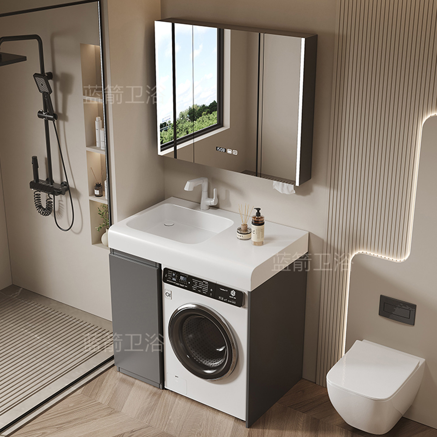 国产可丽耐小户型肤感一体盆洗衣机一体柜卫生间洗手盆机上盆定制,家装主材,洗衣机柜,淘宝优惠券,粉丝福利购,淘宝优惠卷