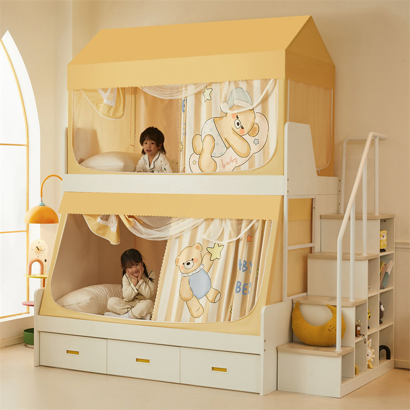 子母床蚊帐遮光帘一体式上下铺专用2025新款男女儿童防摔床上帐篷,床上用品,蚊帐,淘宝优惠券,粉丝福利购,淘宝优惠卷