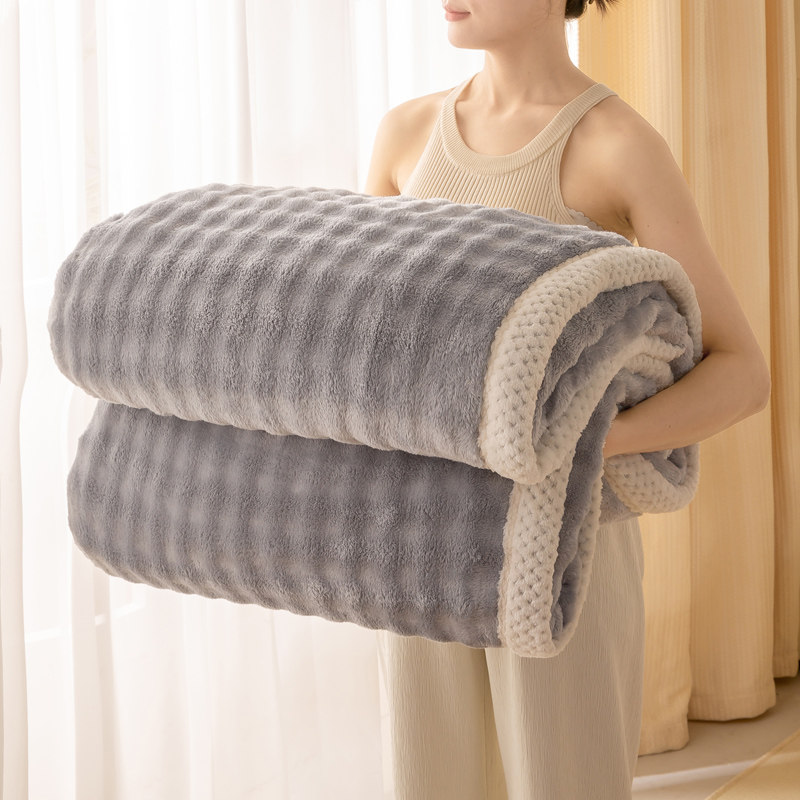 2025新款珊瑚绒毯子法兰绒牛奶盖毯办公室仿兔绒毛毯加绒加厚冬季