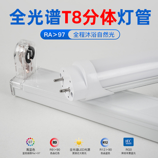 全光谱T8分体灯管Ra98高显日光灯防蓝光无频闪办公led护眼教室灯