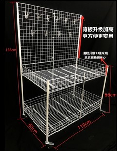 厂家直供带轮花车货架双层可移动超市展示地推背板折叠摆摊便捷