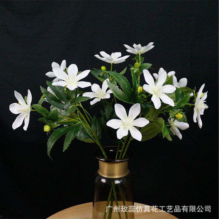 婚庆高档仿真花三头单支金线莲花家居装饰假花拍摄道具仿真花