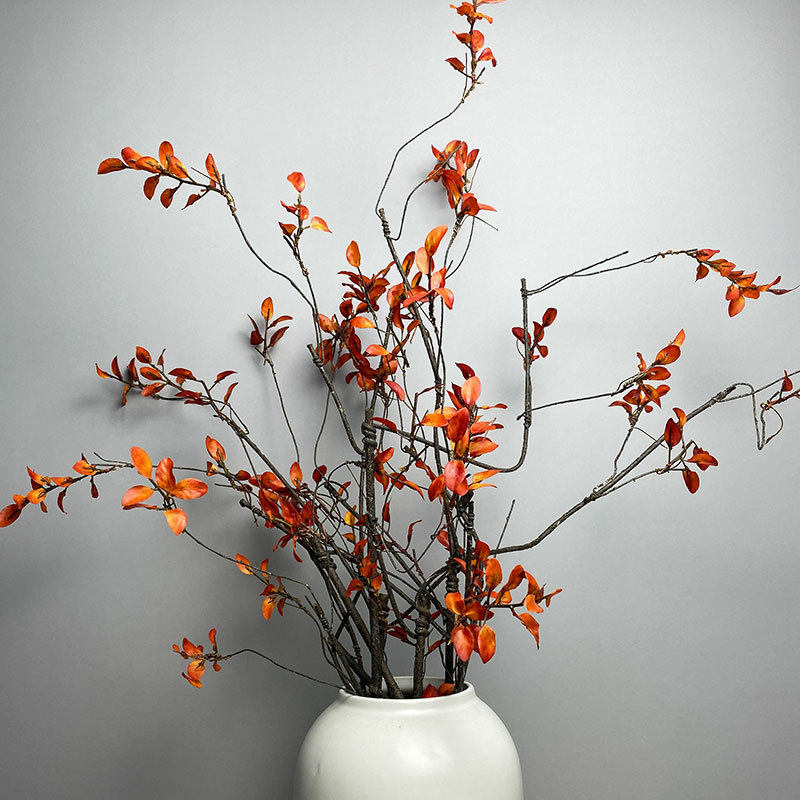 仿真小春叶秋叶新中式手感枯枝春雨叶长枝枯藤干枝软装橱窗花艺