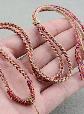 藏式风手搓棉线绳编织吊坠绳无接