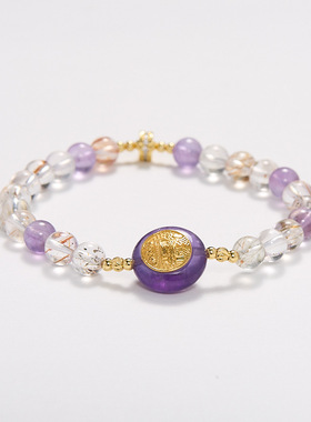 扶摇上天然6MM黑金超七手链女S92