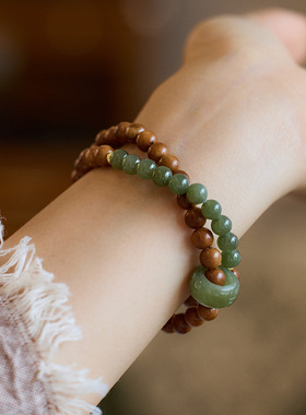 灵隐青山黛库克菩提和田玉手串天