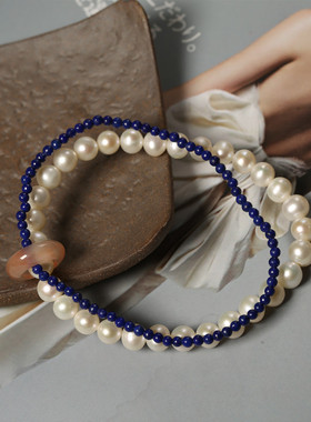天然青金石4mm搭配淡水珍珠5-6mm