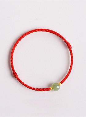 本命年红绳手链新款搭配天然和田