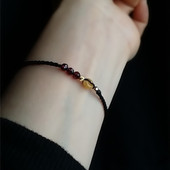 气质款 简约大气时尚 黄玉面包扣手链脚链DIY女款 紫牙乌石榴石