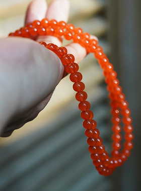保山南红玛瑙手链多圈6mm108颗圆