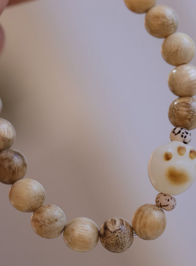 天然奶香檀木手链串珠女星月炭烧