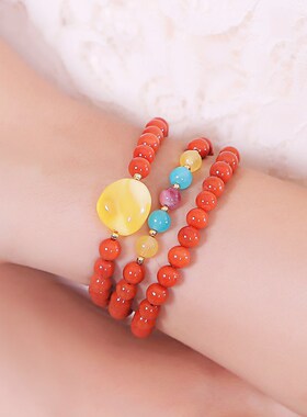 天然南红玛瑙手串5.5mm满肉柿子