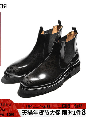 RARE威雅男鞋 秋冬新款皮鞋黑色切尔西靴子牛皮革休闲鞋男士鞋子