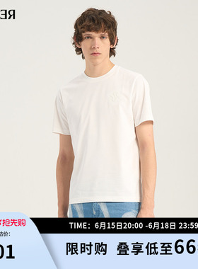 【立体双R】RARE威雅男装 夏季薄款圆领T恤简约休闲男士白色短袖