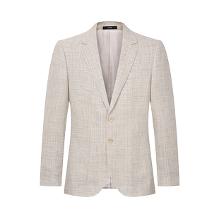 RARE威雅男装春夏新款粗纺意式单西 男士米灰色正装西服外套