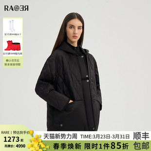 女士保暖宽松黑色连帽棉服外套 新款 RARE威雅女装 2025冬季